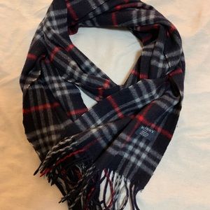 sold on M Burberry Lambswool navy check scarf